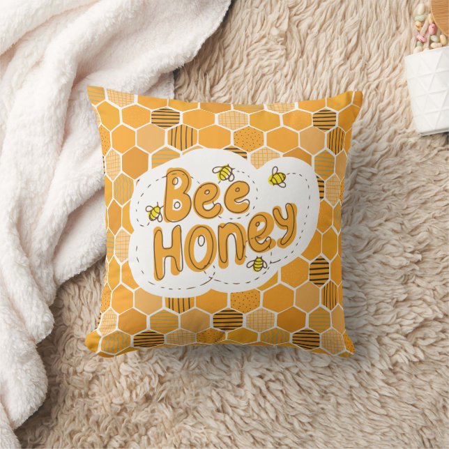 Almofada Amarelo de abelha ilustrado (Cobertor)