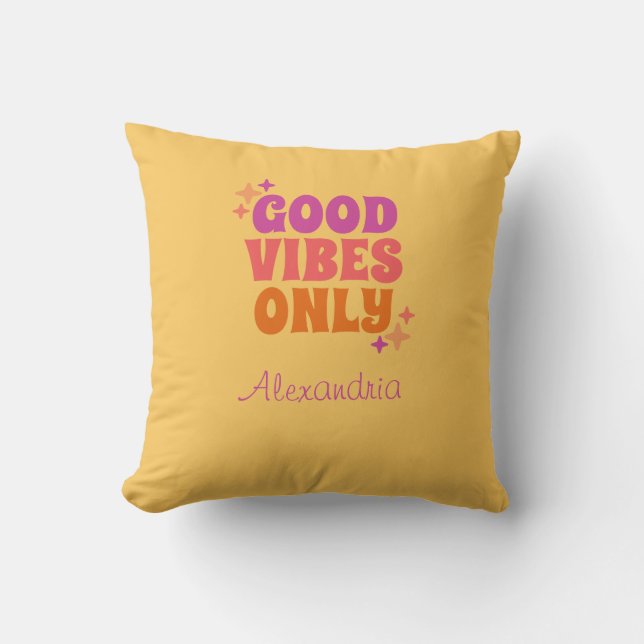 Almofada Amarelo de boas vibrações personalizadas (Frente)