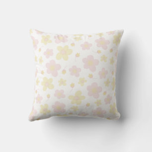 Almofada Amarelo e Designer Rosa Floral em Branco