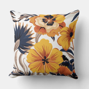 Almofada Amarelo-escuro e Marinho Harmonia Floral