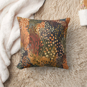 Almofada Amarelo Laranja Folhagem Floral Botânica