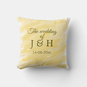 Almofada Amarelo manteiga pastel o casamento do casal nome