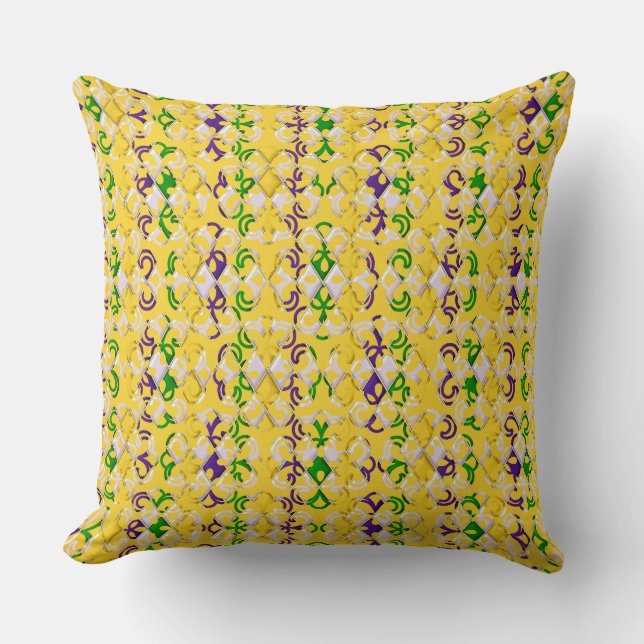 ALMOFADA AMARELO MARDI GRAS FLEUR DI LIS (Frente)