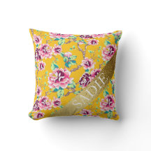 Amarelo Mostarda Rosa Floral Dourado Personalizado