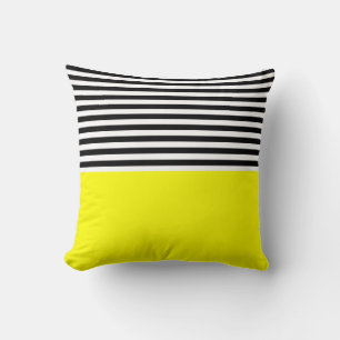 Almofada Amarelo-neon com riscas brancas e pretas