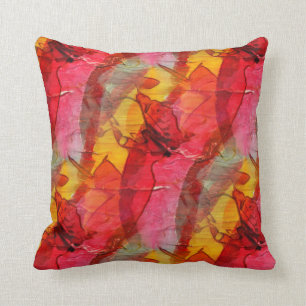 Almofada Amarelo vermelho da arte da aguarela
