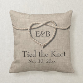 Almofada Amarre o Travesseiro de Casamento Knot Burlap
