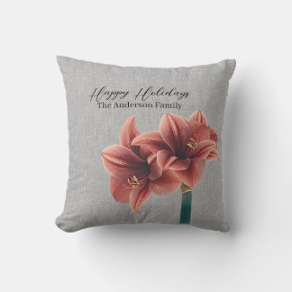Almofada Amaryllis de Inverno Rústico Feliz Natal