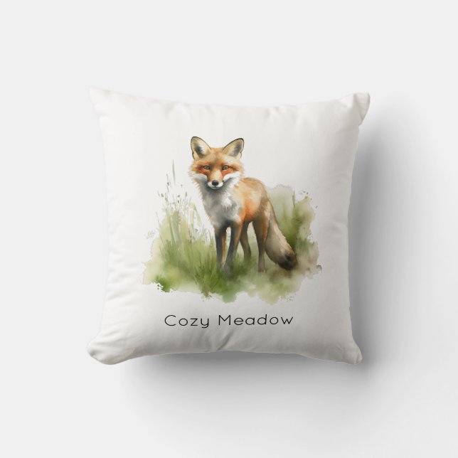 Almofada Amber Gaze: Raposa-sombra, personalizada (Frente)