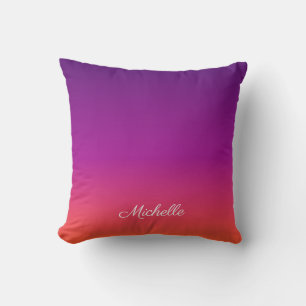 Almofada Ambre de gradiente roxo, rosa e laranja