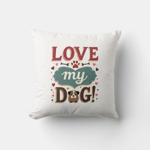 Almofada Ame Me Ame Meu Cachorro Vintage Impressão de Pata 