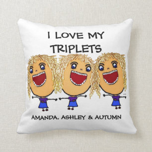 Almofada Ame o Cartoon dos Meus Tripletes