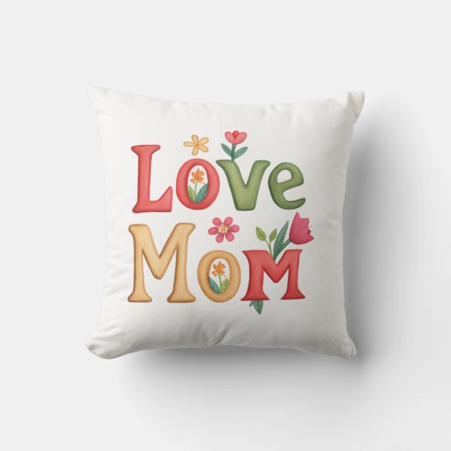 Almofada Ame o texto da mãe com flores (Frente)