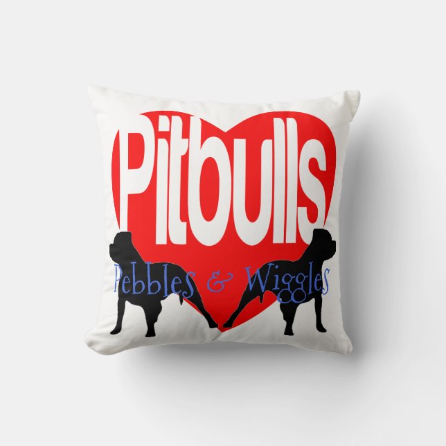 Almofada Ame Os Meus Dois Cachorros Pitbull Travesseiro Per (Frente)