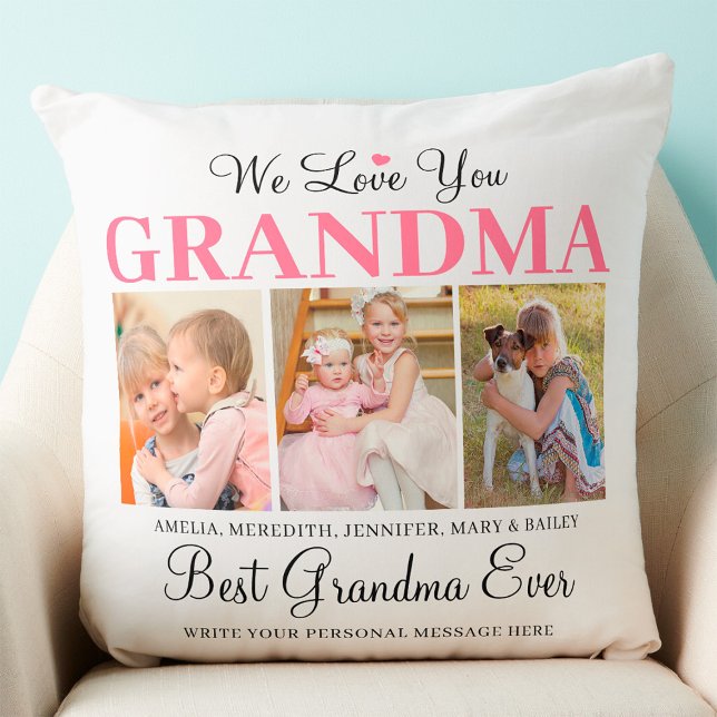 Almofada Ame Sua Avó - Melhor Vovó Colagem De Fotos (Best Grandma Ever Pillow)