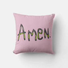 Almofada Amen Christian Word Art Travesseiro Rosa Rosa