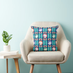 Almofada Amendoins Padrão de Sonhos de Deco Azul Escuro d