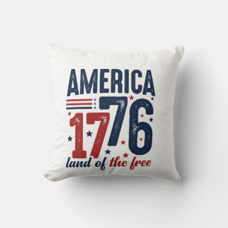 Almofada América 1776 Terra Livre Camisa Patriótica Vintage