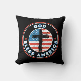 Almofada América deus abençoe com bandeira e cruz