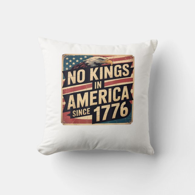 Almofada America Flag  Decor No Kings In America Since 1776 (Frente)