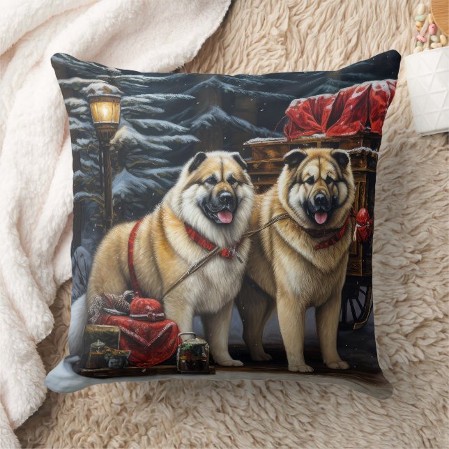 Almofada American Akita Snowy Sleigh Passear Decência de Na (Cobertor)