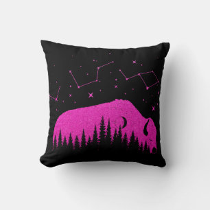 Almofada American Bison Fuchsia Estrelas Rosa Galáxias Lua