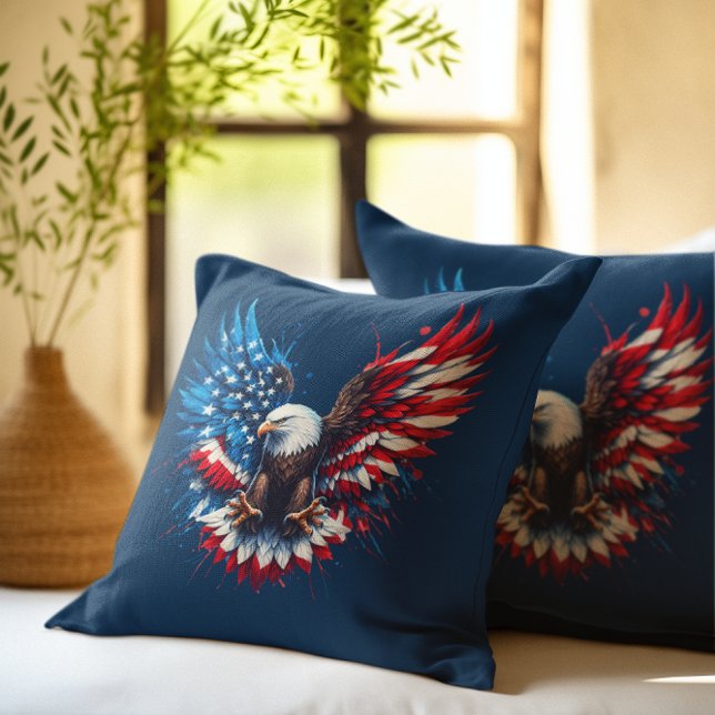 Almofada American Bold Eagle Flag Colors (Criador carregado)
