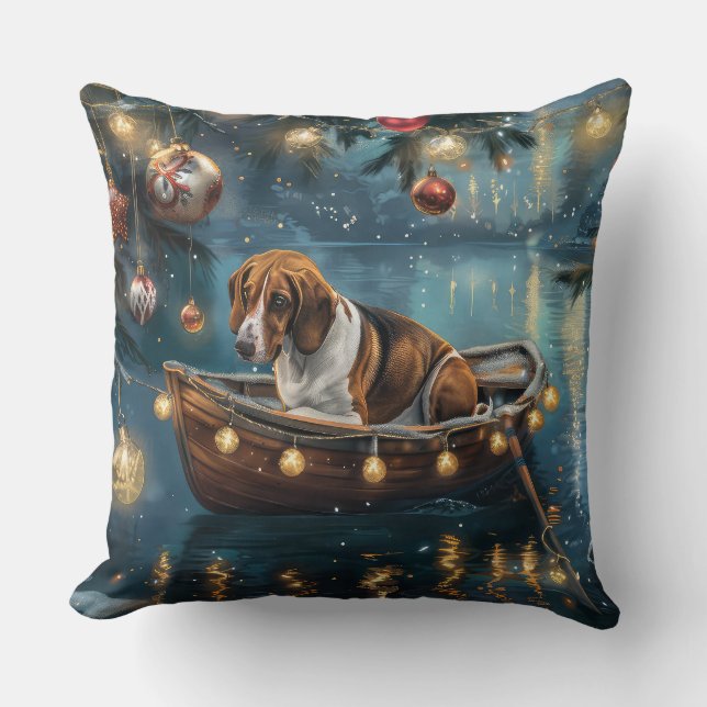 Almofada American English Foxhound Christmas Fesyage Voyage (Frente)