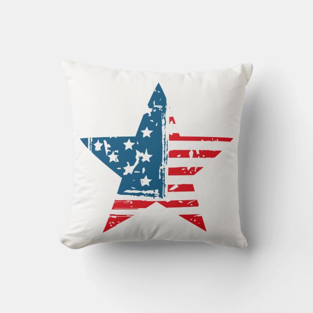 Almofada American Flag Star Grunge Vintage Tshirt (Frente)