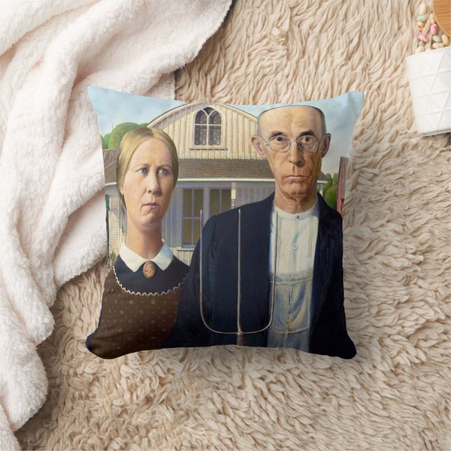 Almofada American Gothic Classic Painting Grant Wood (Cobertor)