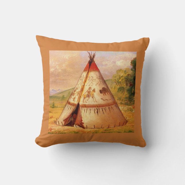 Almofada American Indian Teepee, and Scenery, Catlin (Frente)