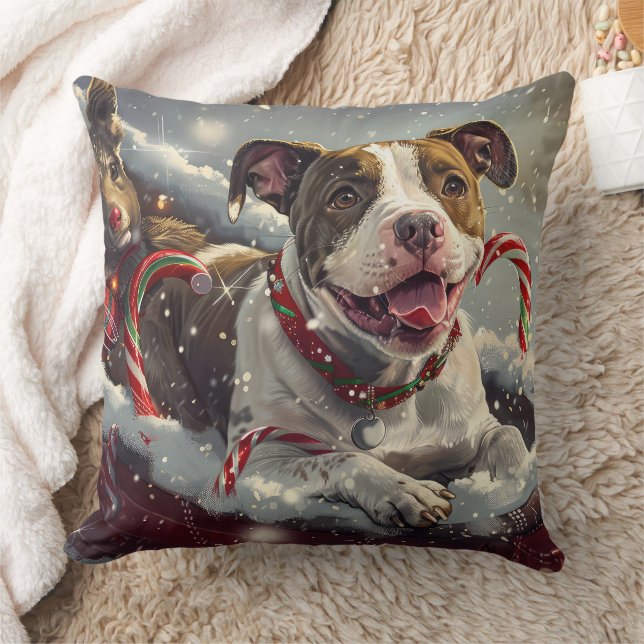 Almofada American Staffordshire Dog Natal Festivo (Cobertor)