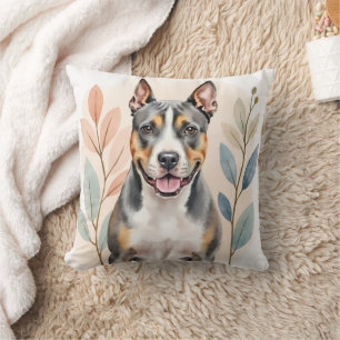 Almofada American Staffordshire Terrier Aquarela Abstrata