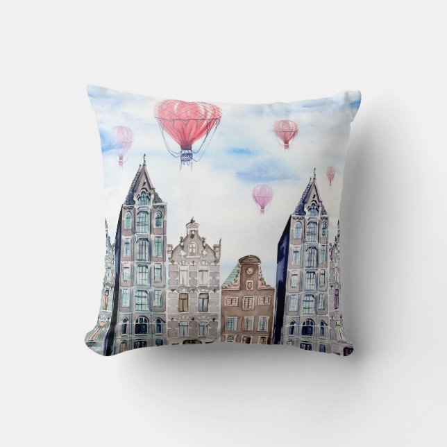 Almofada Amesterdã com balão de ar quente (Frente)