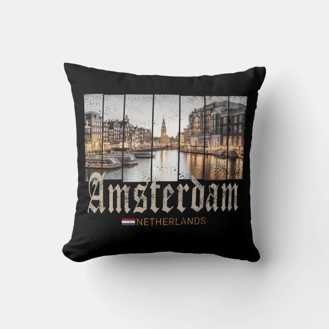 Almofada Amesterdã Holanda - Vintage souvenir (Frente)