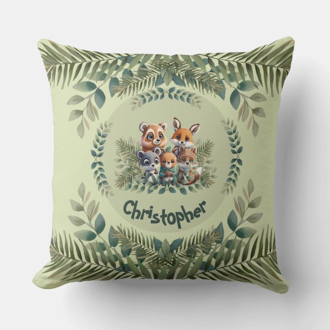 Almofada Amigos da Floresta Encantadora Personalizados (Frente)