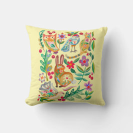 Almofada Amigos de Animais Florais de Arte Folclórica Amare