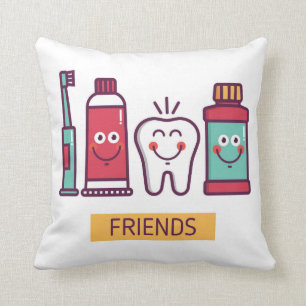Almofada Amigos orais do cuidado dos desenhos animados