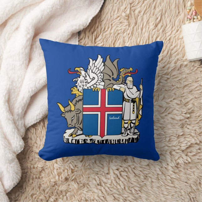 Almofada Amo a Islândia e a bandeira islandesa, emblema / f (Cobertor)
