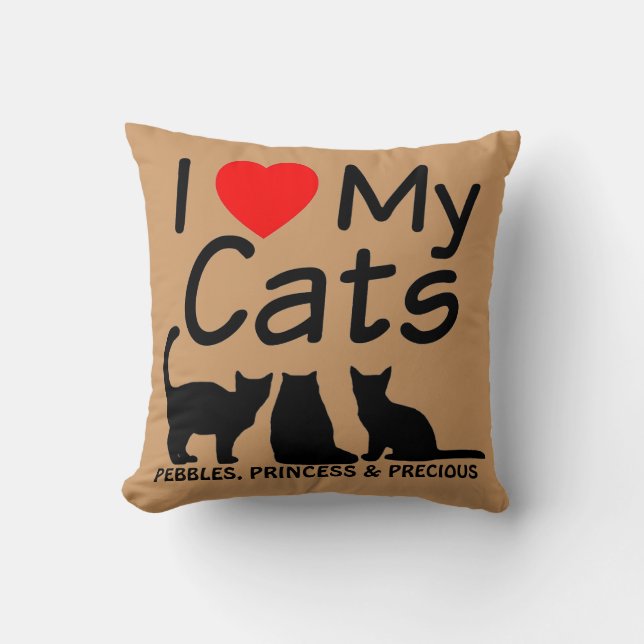 Almofada Amo Os Meus TRÊS Gatos (Frente)