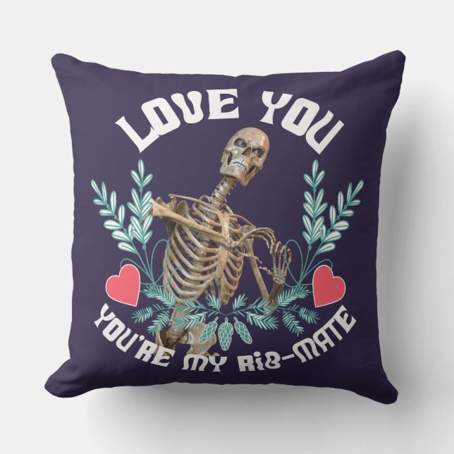 Almofada Amo-te, és o meu Namorados de esqueleto do colega  (Frente)
