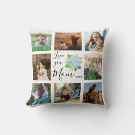 Almofada Amo-Te Mãe Família Foto Collage Hydrangea Floral