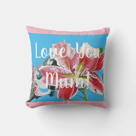 Almofada Amo-te, Mãe Rosa, Retro Lily Flor Decor Cushion