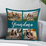 Almofada Amo-Te Vovó 4 Fotografia Collage<br><div class="desc">Digamos que te amamos a vovó neste feriado com um travesseiro decorativo de presente de Natal personalizado com 4 das suas fotos favoritas e nomes de netos e netos. Todo texto neste design é editável para que você possa adicionar sua própria mensagem ou texto. Disponível em diversas cores, estilos e...</div>