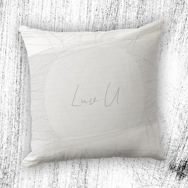 Almofada Amo Você - Linhas Modernas e Tendências Brancas Ra (Luv U - White Trendy Modern Scribbled Lines Throw Pillow ©Susanne Sachers - Sunny Mind)