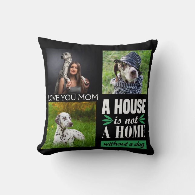 Almofada Amo você Mãe colagem personalizada negra e citação (Frente)