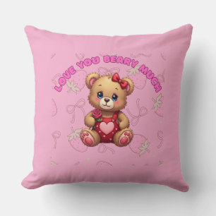 Almofada Amo Você Muito – Urso Teddy Fofo do Dia dos Namora