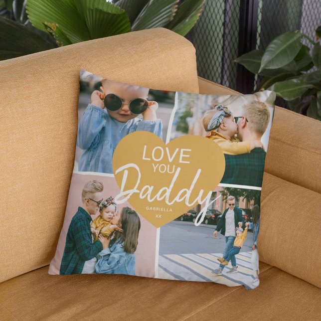 Almofada Amo Você 'Papai' Colagem de Fotos Personalizada Co (Criador carregado)