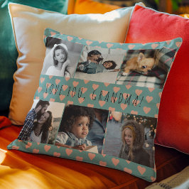 Almofada Amo você vovó 6 foto colagem retro padrão