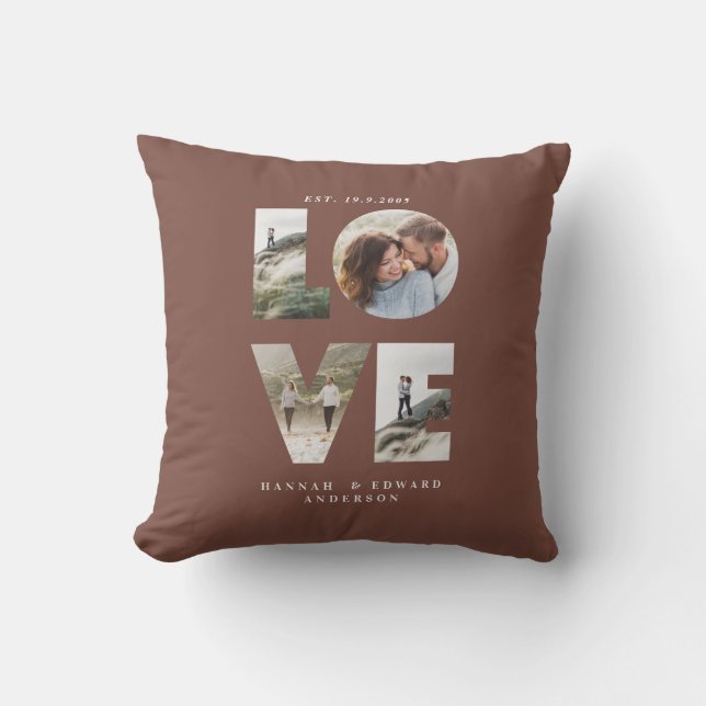 Almofada Amor 4 foto presente simples moderno personalizado (Frente)